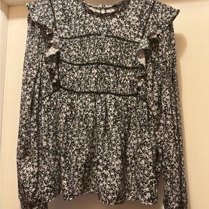 Rails Onyx Meadow Black and White Floral Blouses - Medium